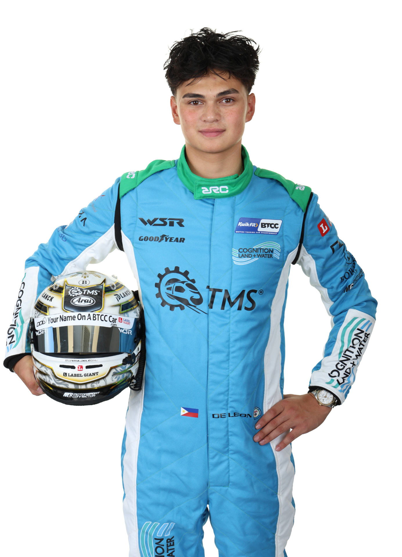 Daryl De Leon portrait in race suit